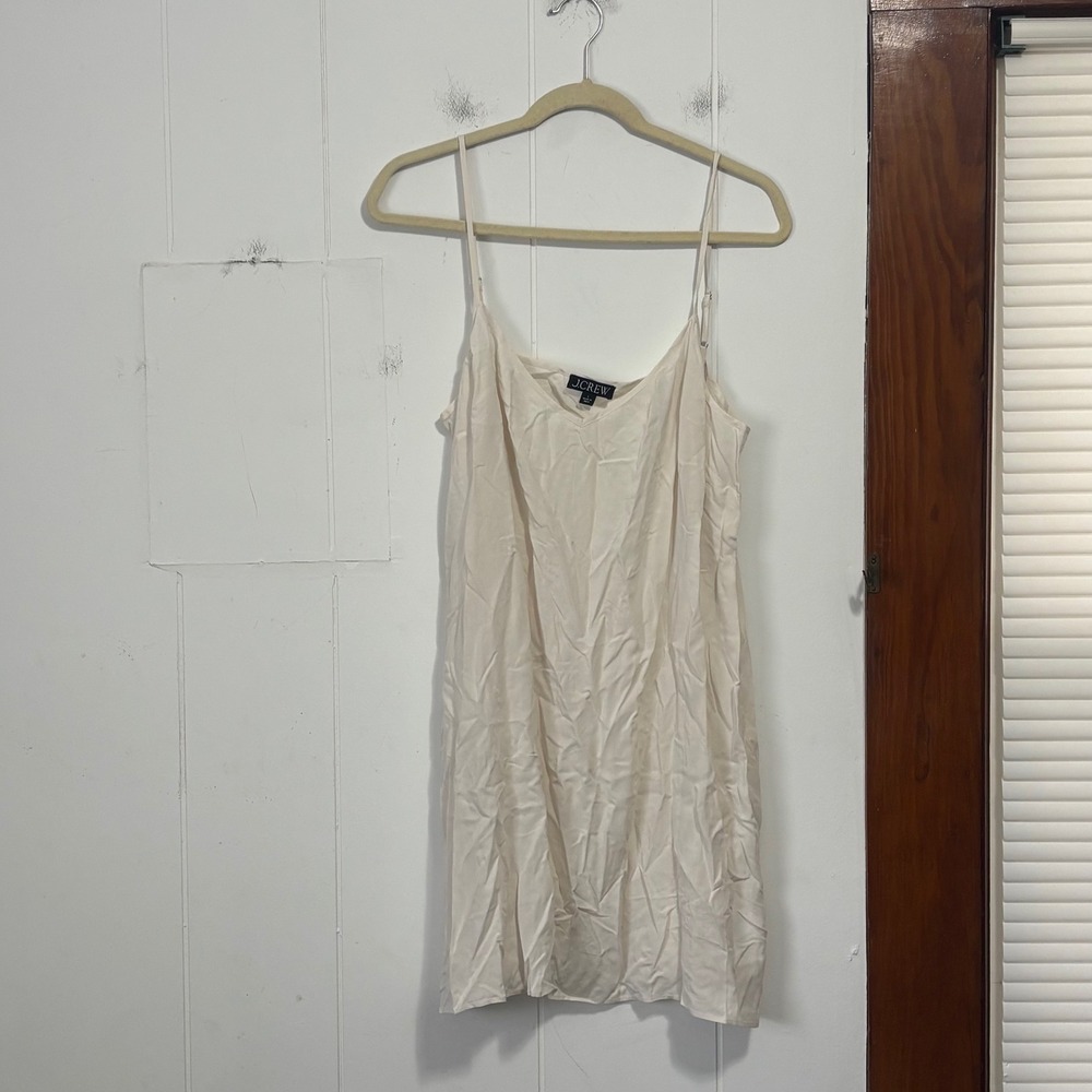 J.Crew Womens Ivory Viscose‎ V-Neck Slip Dress Adjustable Straps Size L